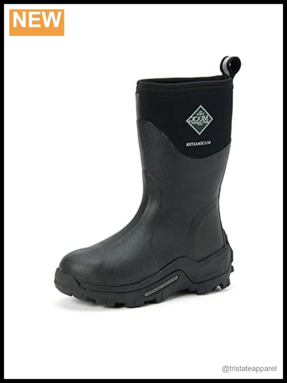 Men's Mid-Calf Rubber Pull-On Rain Boots with Memory Foam